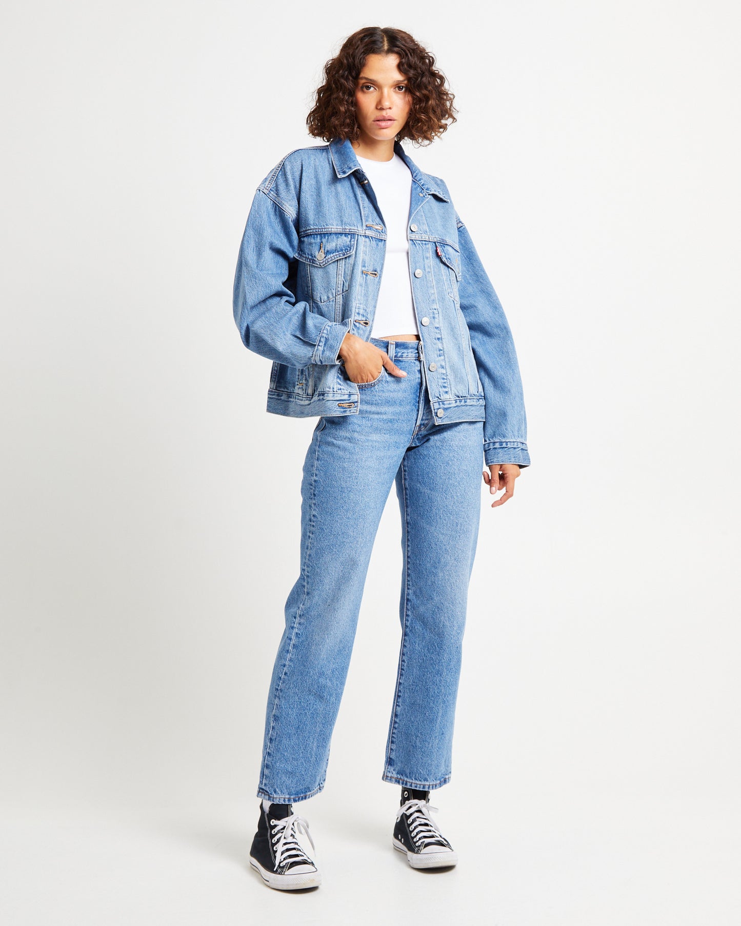 90s Trucker Denim Jacket Soft As Butter Mid Blue