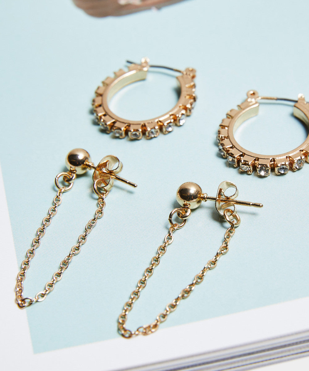Elle Diamente Earrgs 2 Pack GOLD