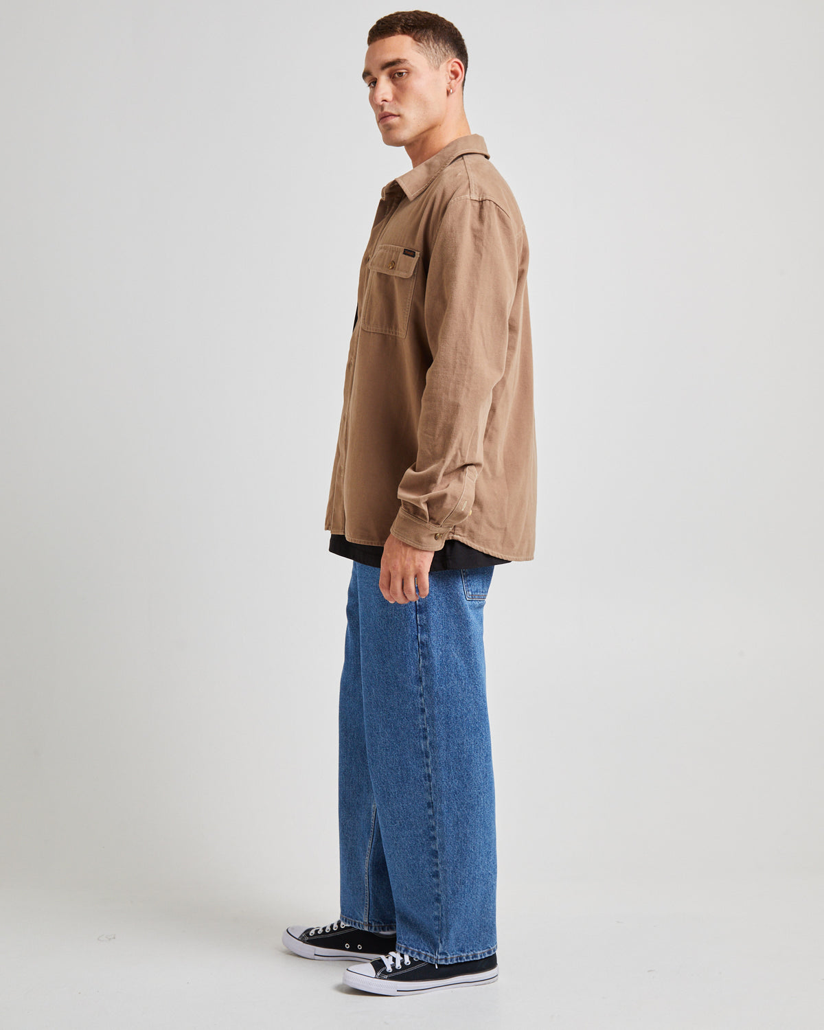 Trade Long Sleeve Overshirt Felt Brown BROWN