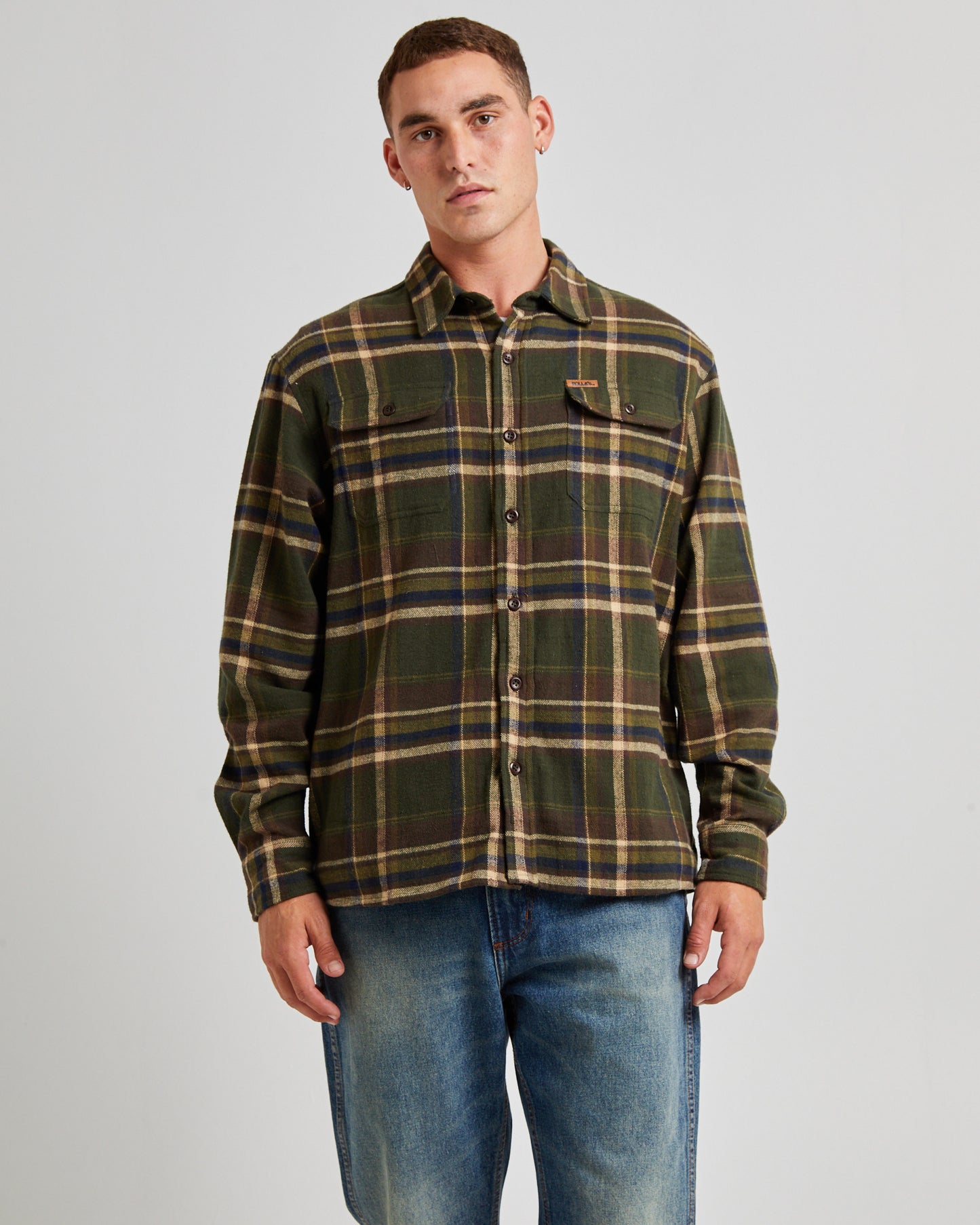 Trailer Check Long Sleeve Shirt Faded Army
