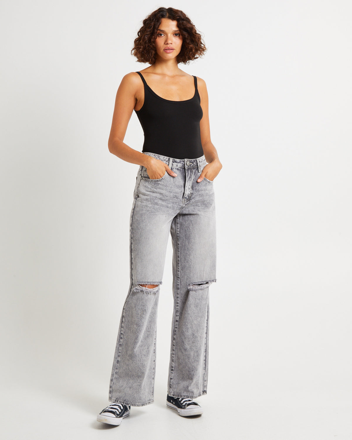 Smoke Jackson Mid Waist Wide Denim Jeans SMOKE