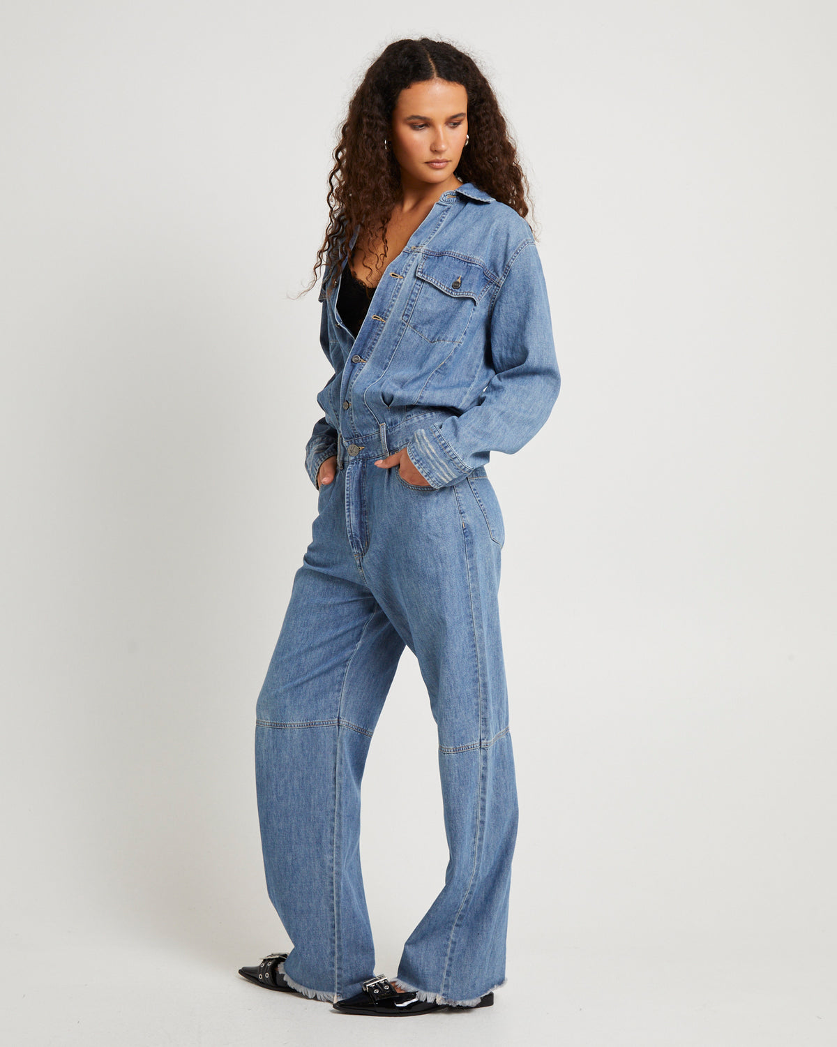Denim Trucker Overalls Blue Lilac BLUE LILAC