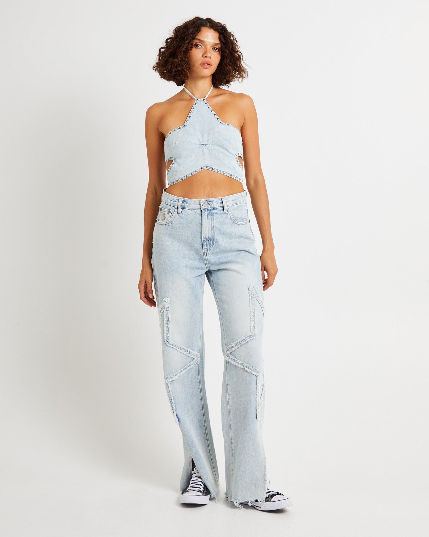Diamonde Star Denim Top