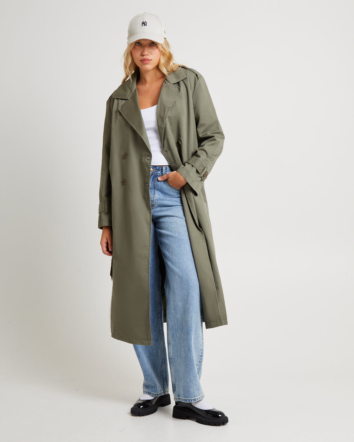 Tamika Trench Coat Olive OLIVE