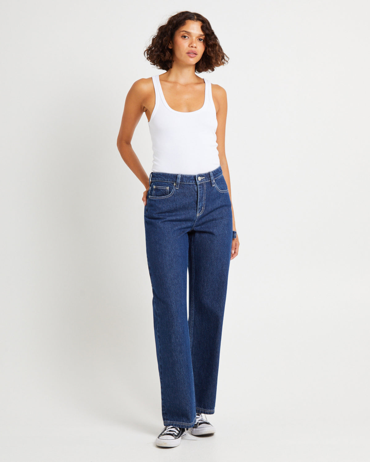 Mid Baggy Denim Jeans Trip INDIGO TRIP