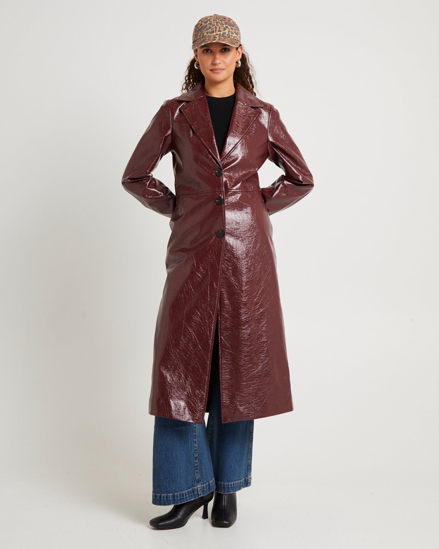 Aubrey Leather Look Longline Coat
