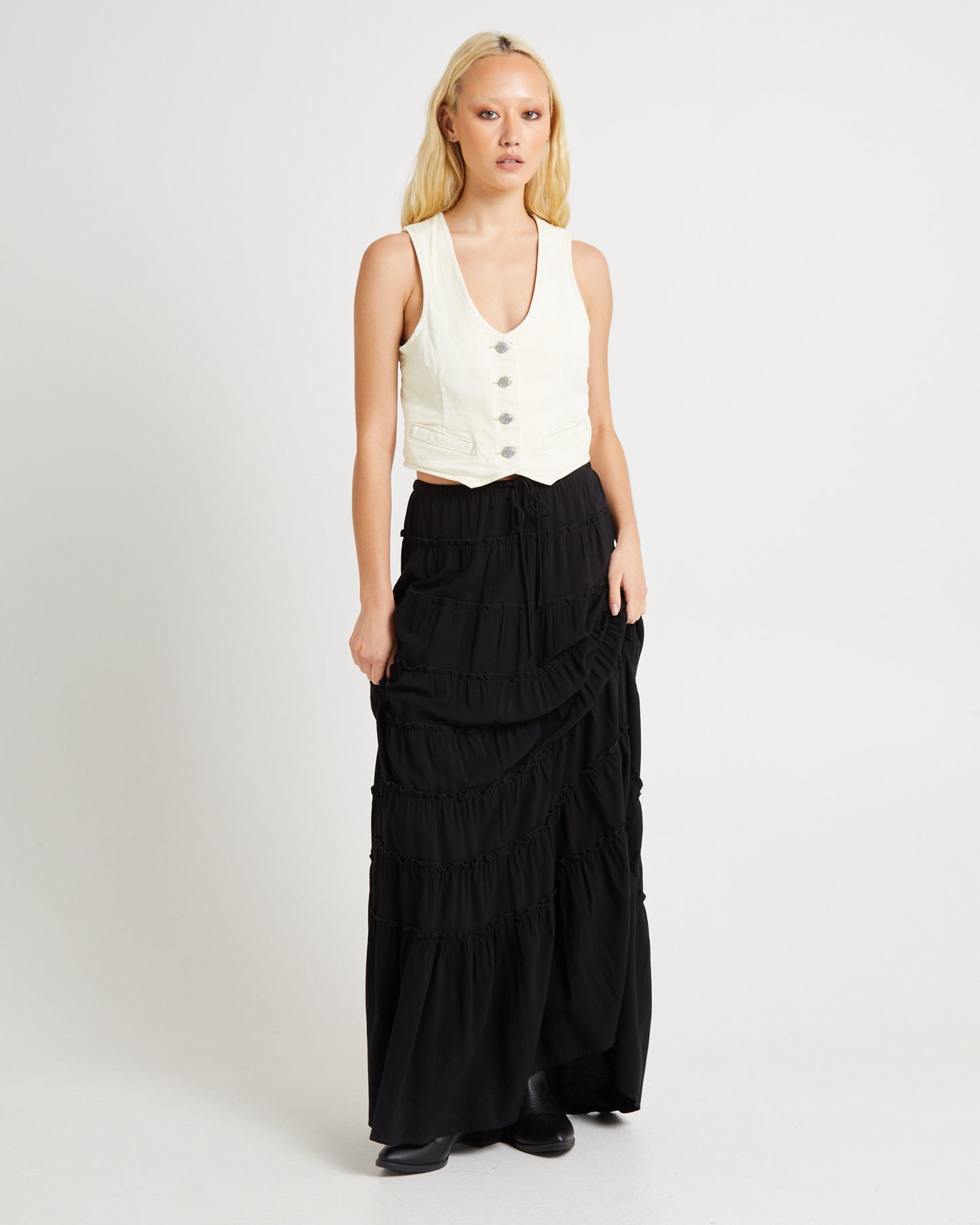 Dallas Denim Vest Buttercream