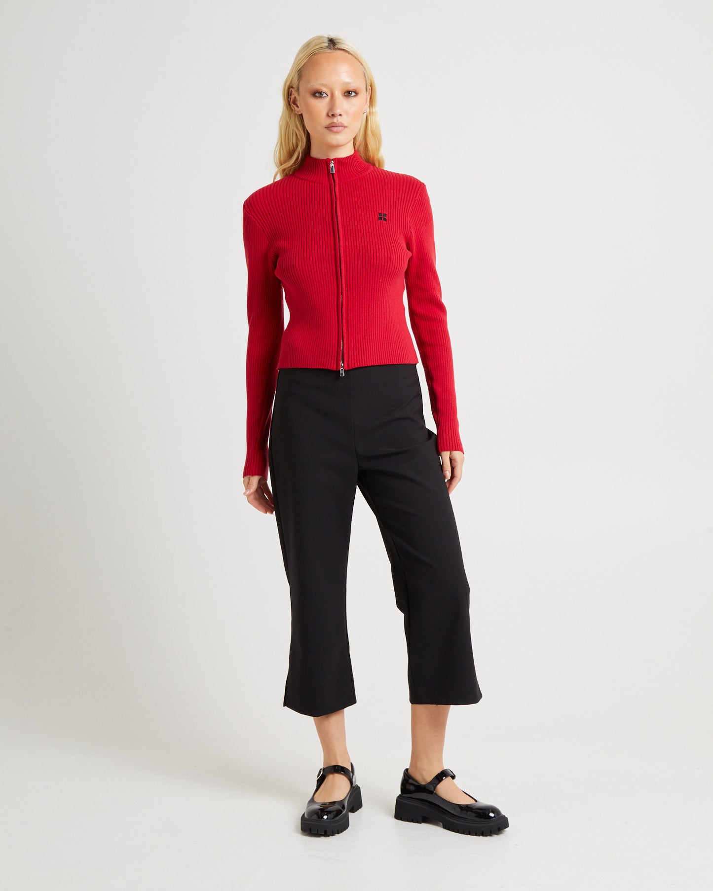 Iggy Zip Rib Knit Long Sleeve Top