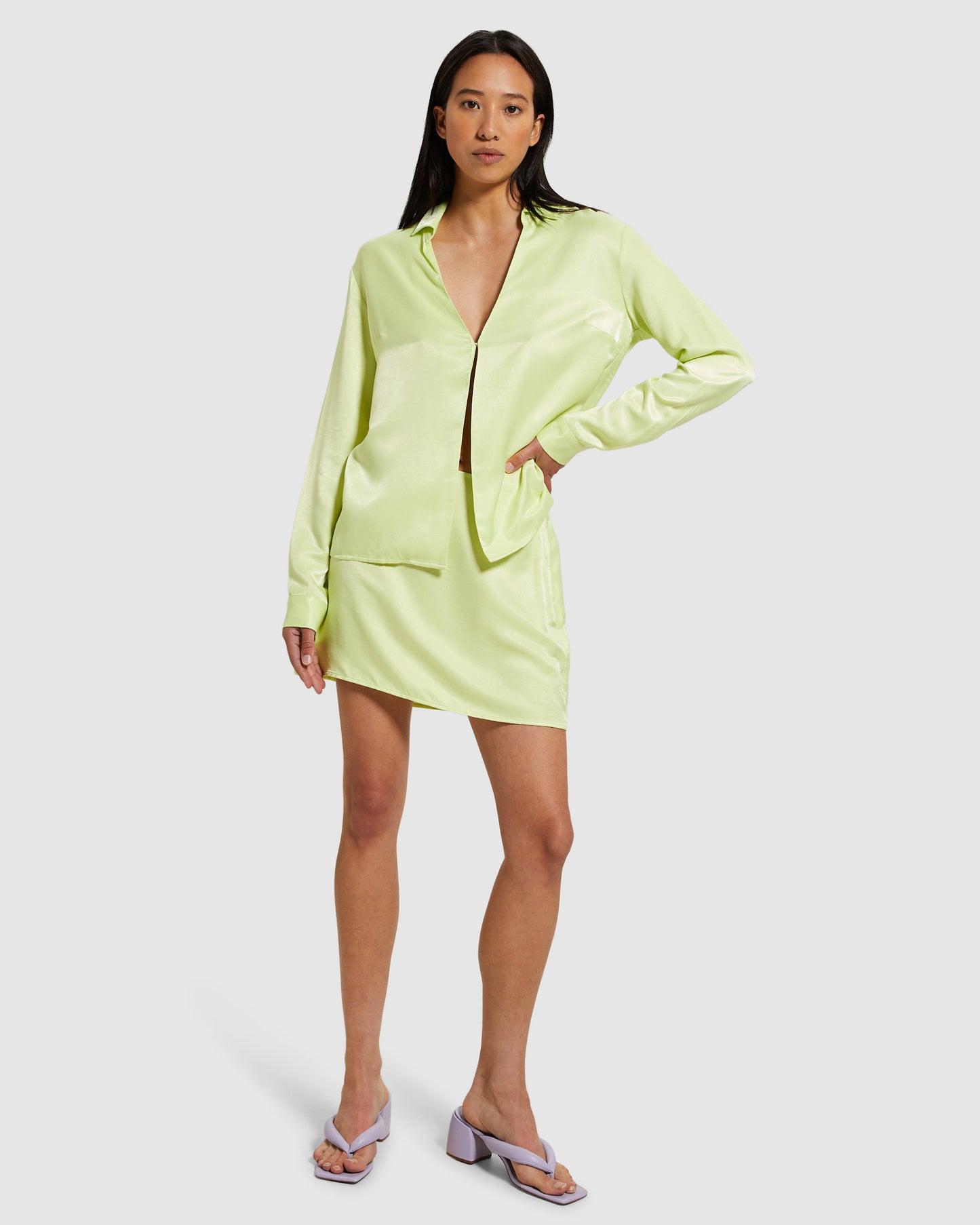 Jamie Silky Mini Skirt Lime Green