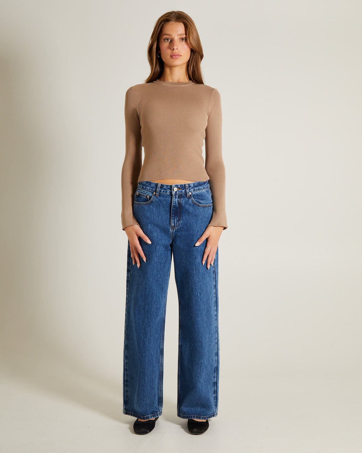 Luxe Knitted Long Sleeve Top ESPRESSO