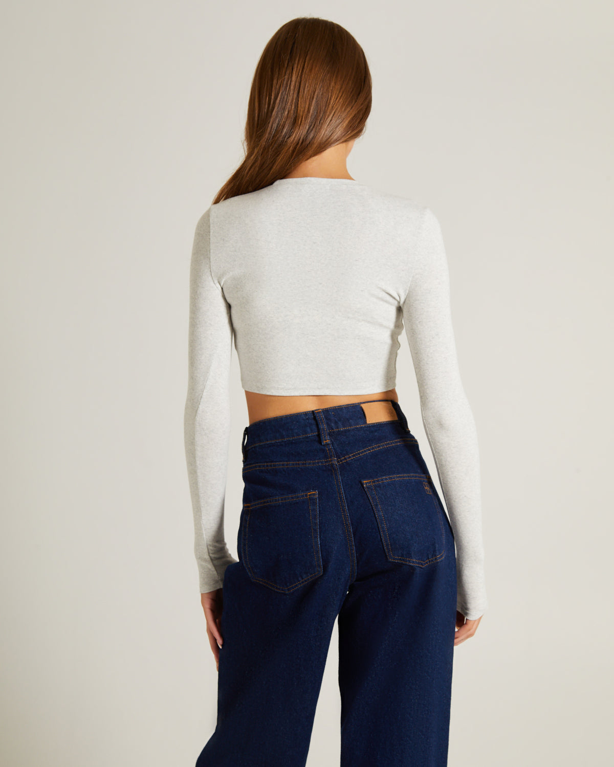 Long Sleeve Crop Top GREY MARLE
