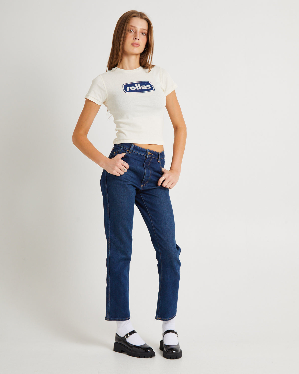 Classic Baby Tee Station OFF WHITE DARK NAVY