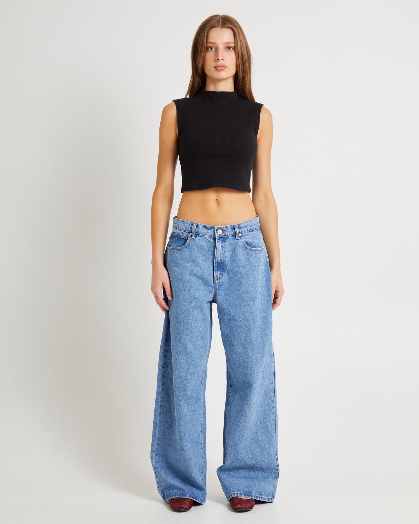 Heather Icon Mock Neck Top Black
