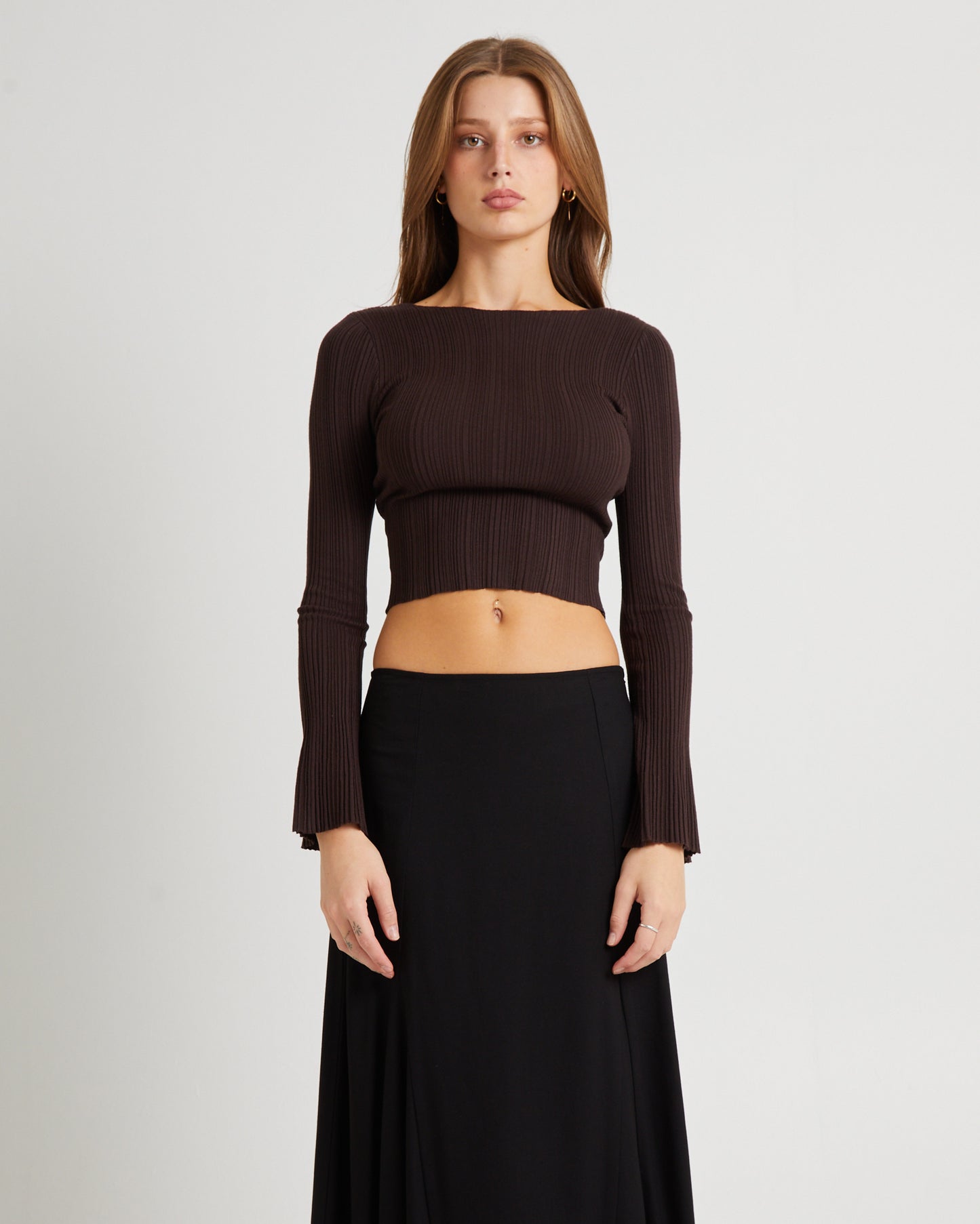 Hally Boat Neck Long Sleeve Knit Top