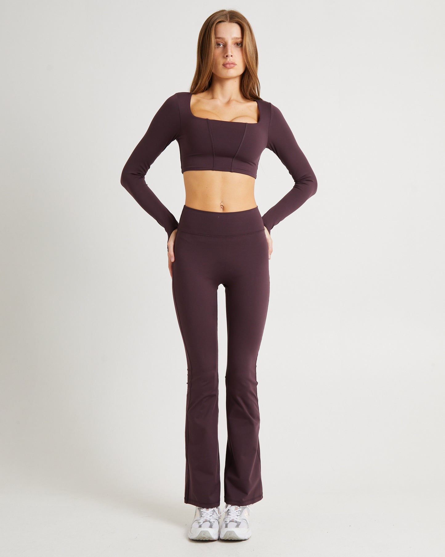 Square Neck Seam Long Sleeve Top