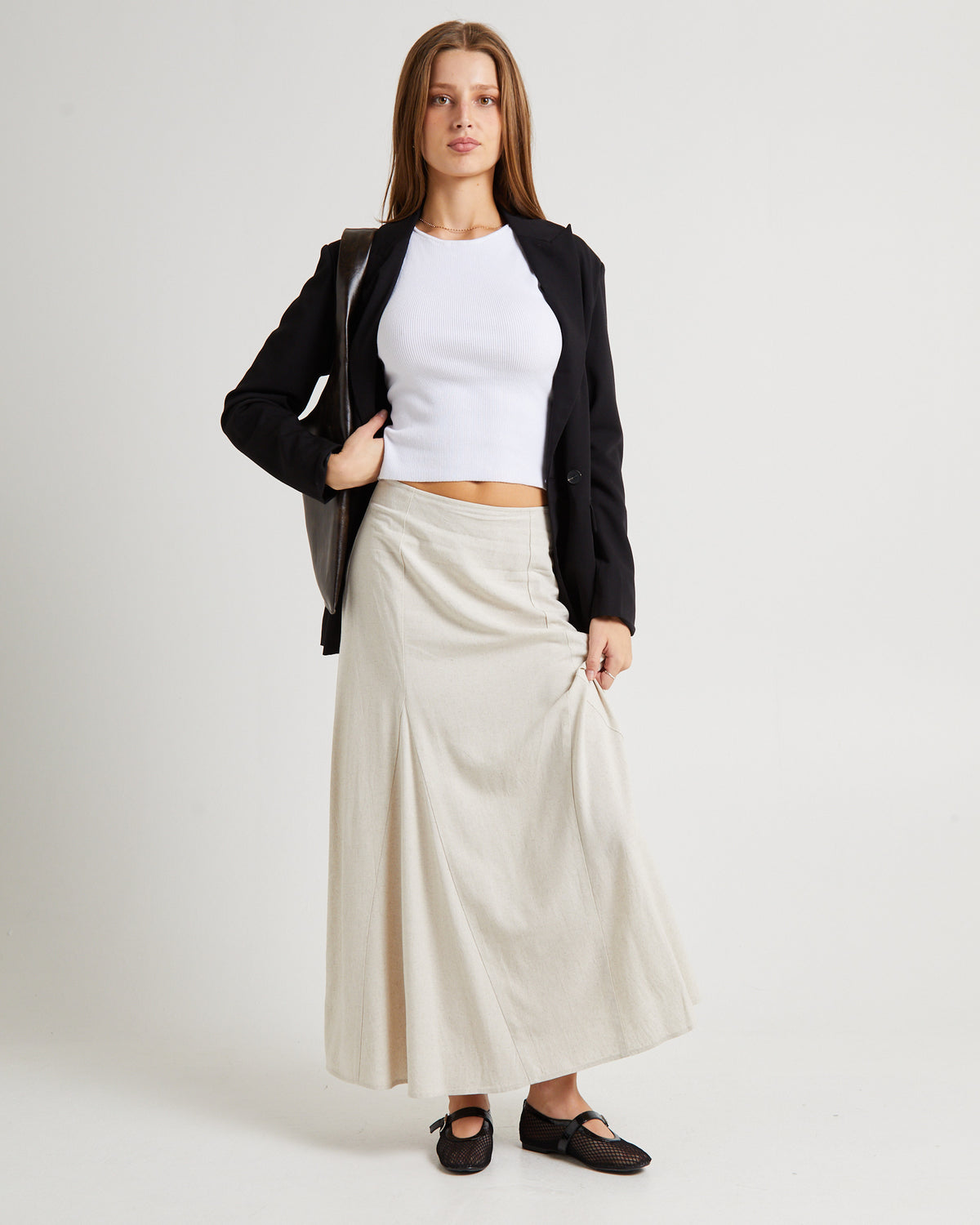 Kenzie Godet Full Maxi Skirt OAT