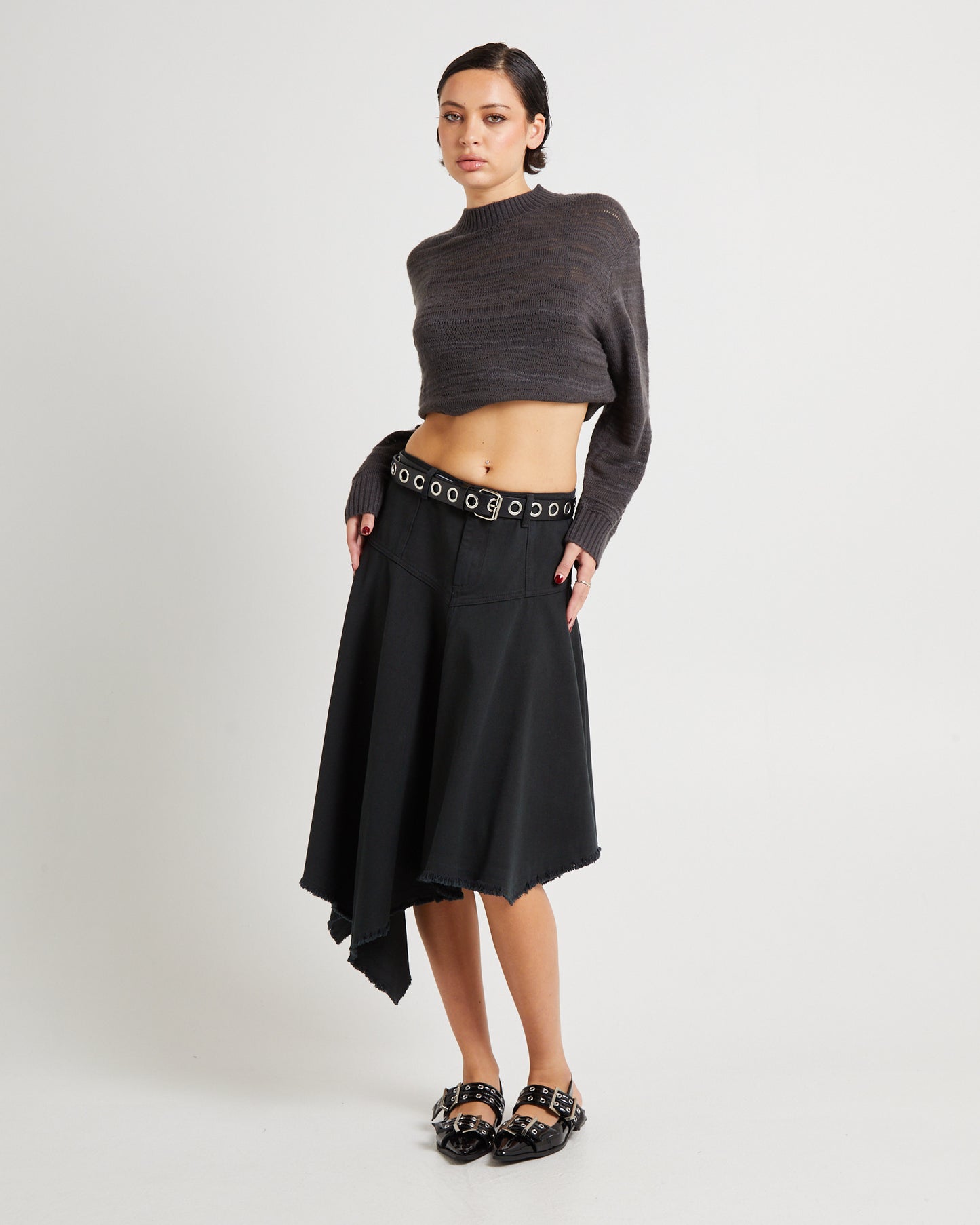 Lopez Handkerchief Hem Denim Skirt