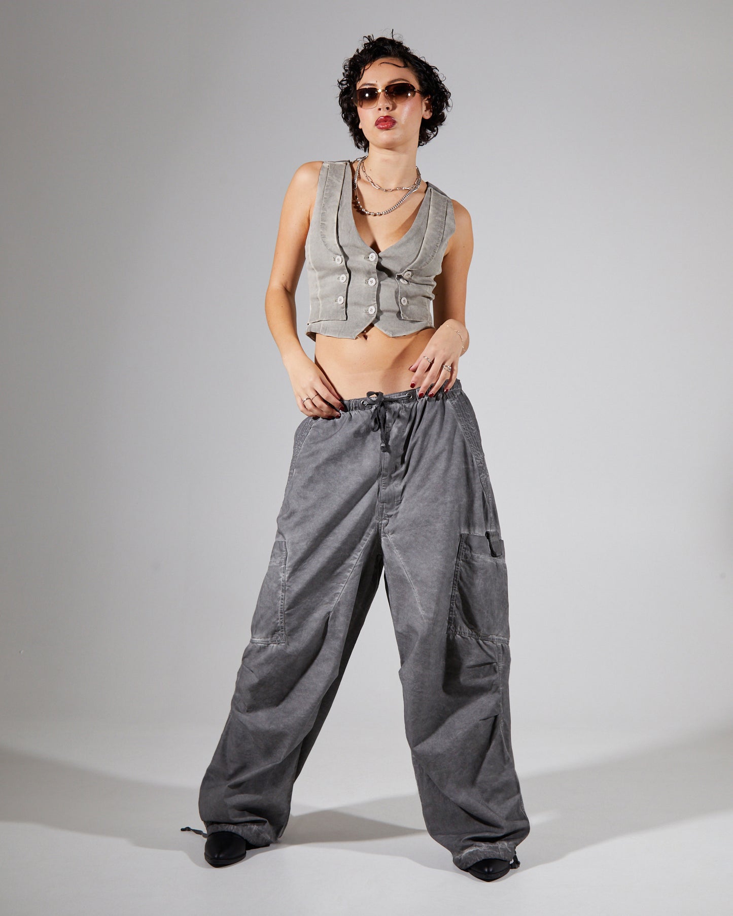 Parachute Pants Washed Black Oil