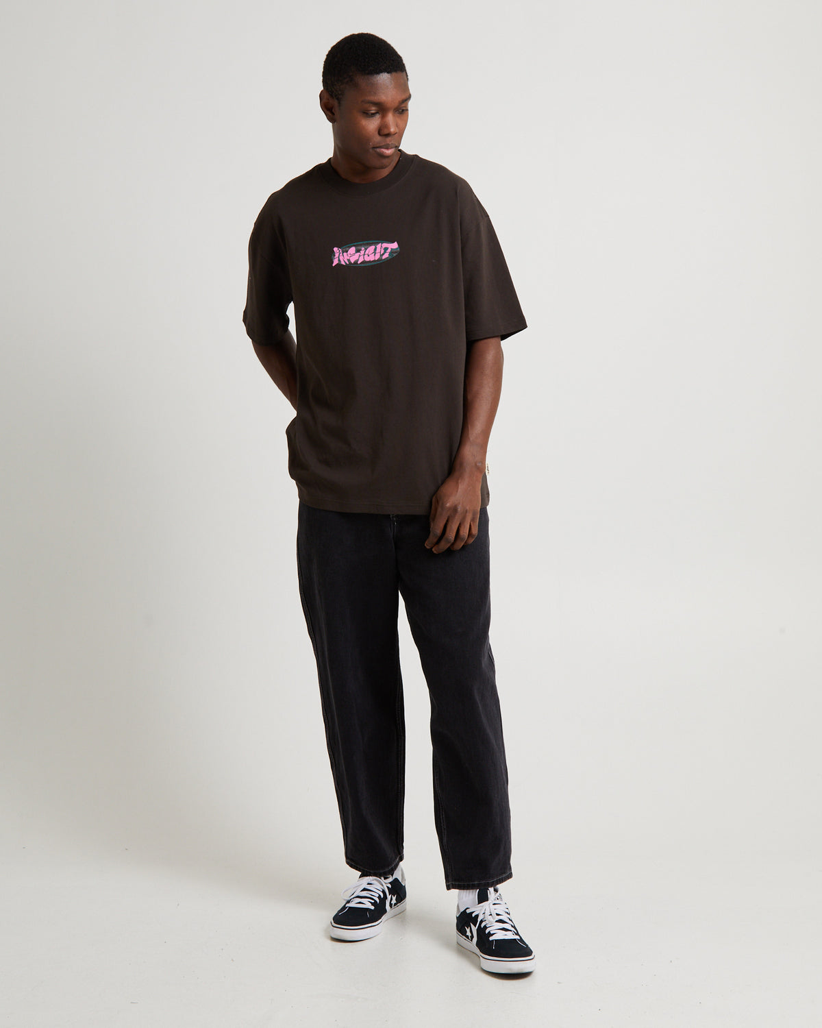 Knocker Contrast Stitch Denim Jeans FLAT OUT BLACK