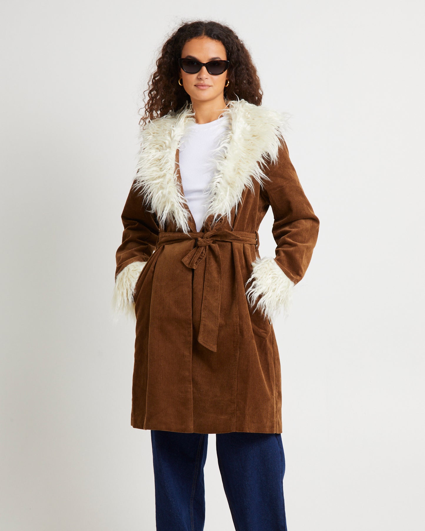 Shag Corduroy Coat Coffee