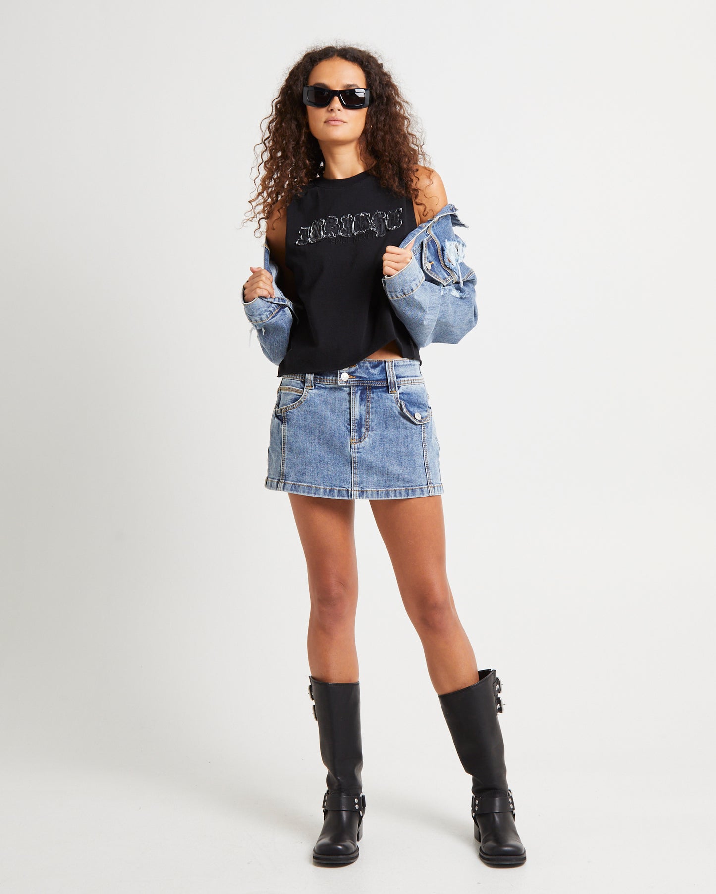 Denim Applique Tank Top