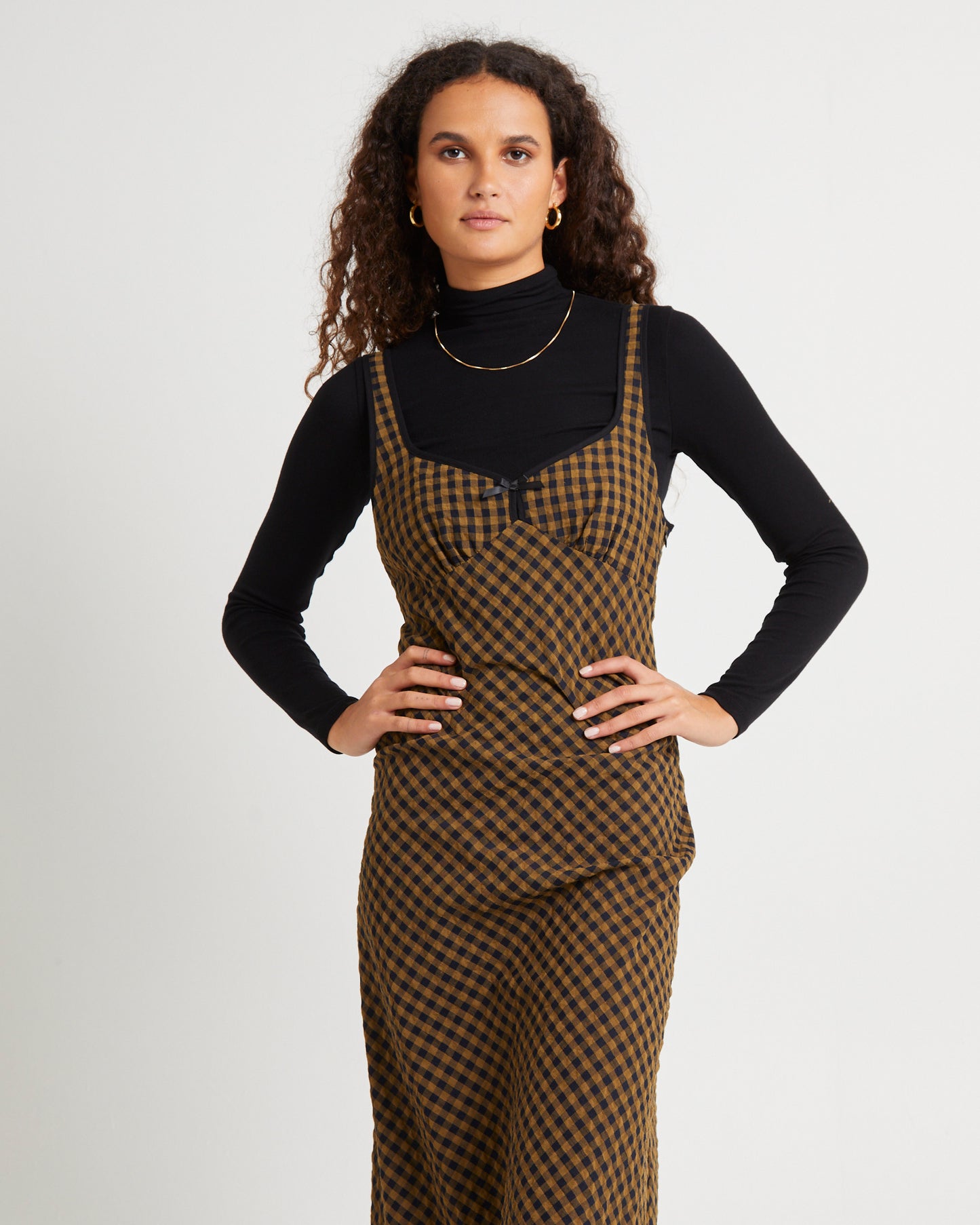 Grunge Plaid Midi Dress