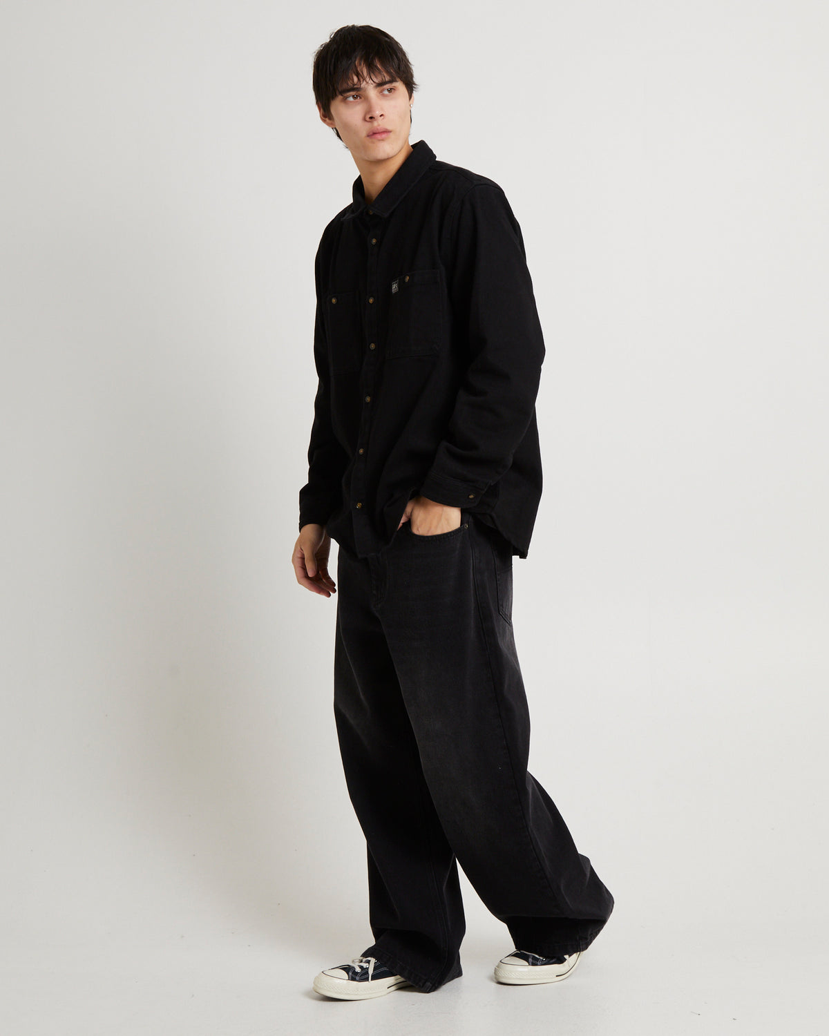 Lee Worker Longsleeve Shirt Black Contrast Black Contrast
