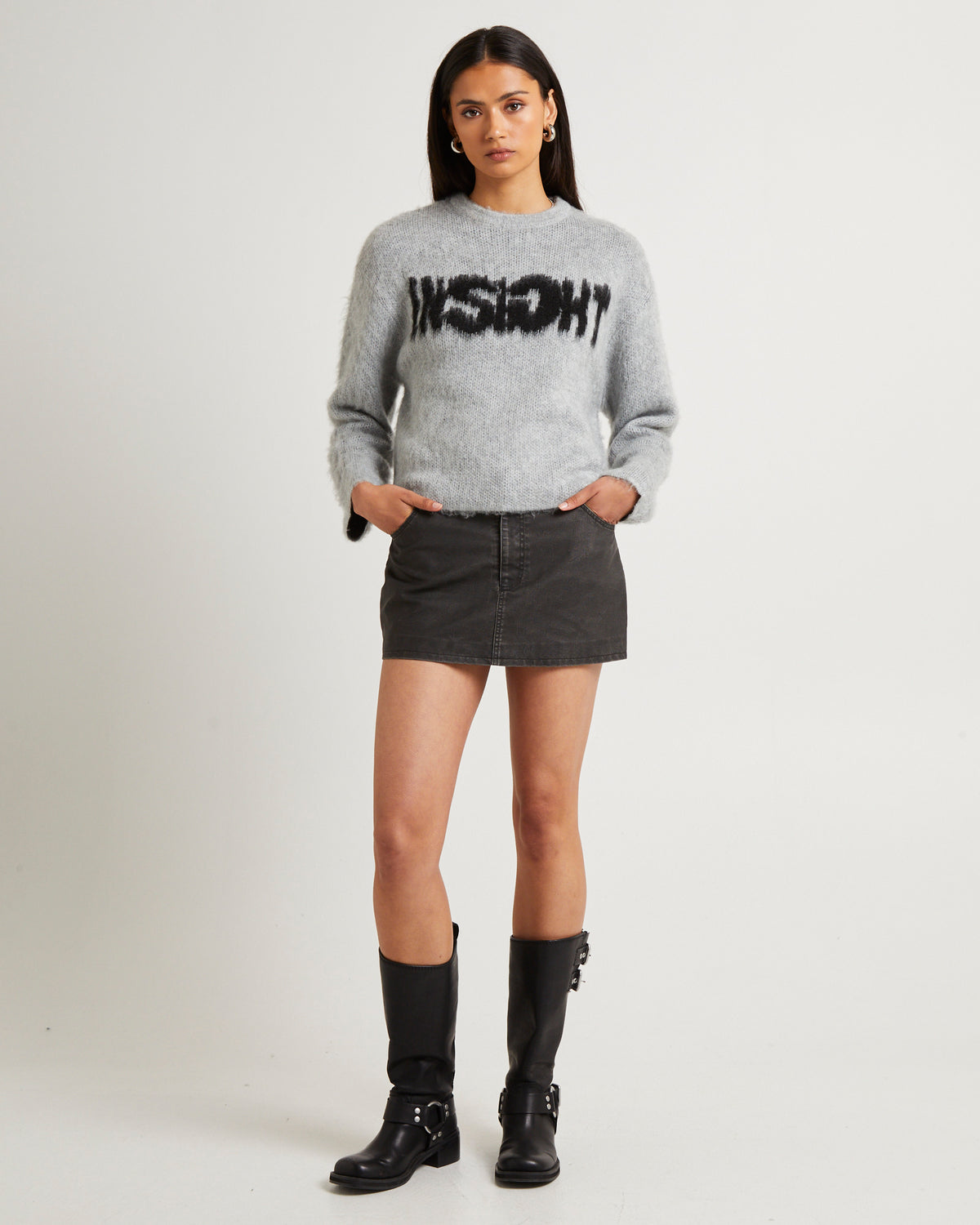 Blur Brushed Sweater GREY