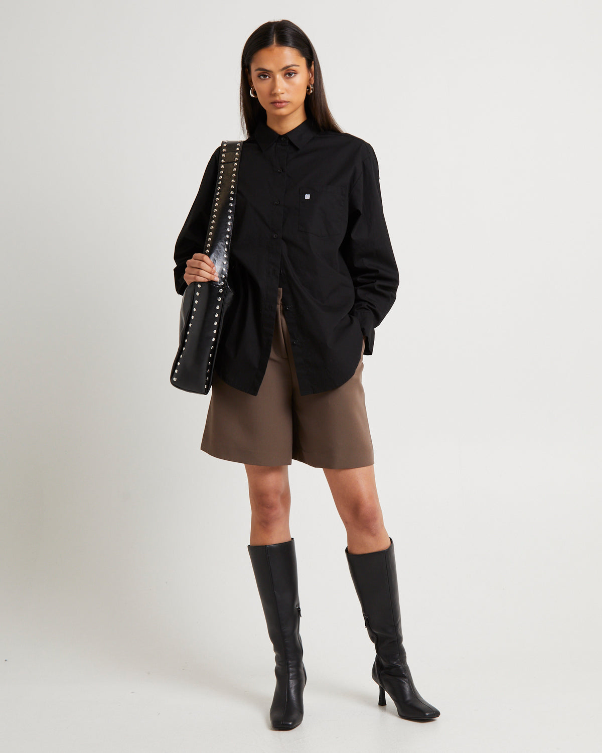 Oversized Poplin Shirt BLACK
