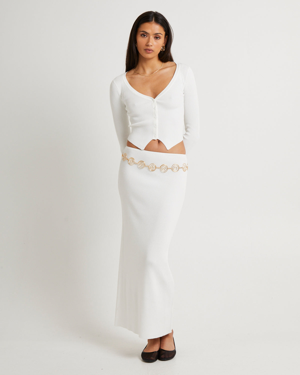 Kelse Knitted Maxi Skirt OFF WHITE