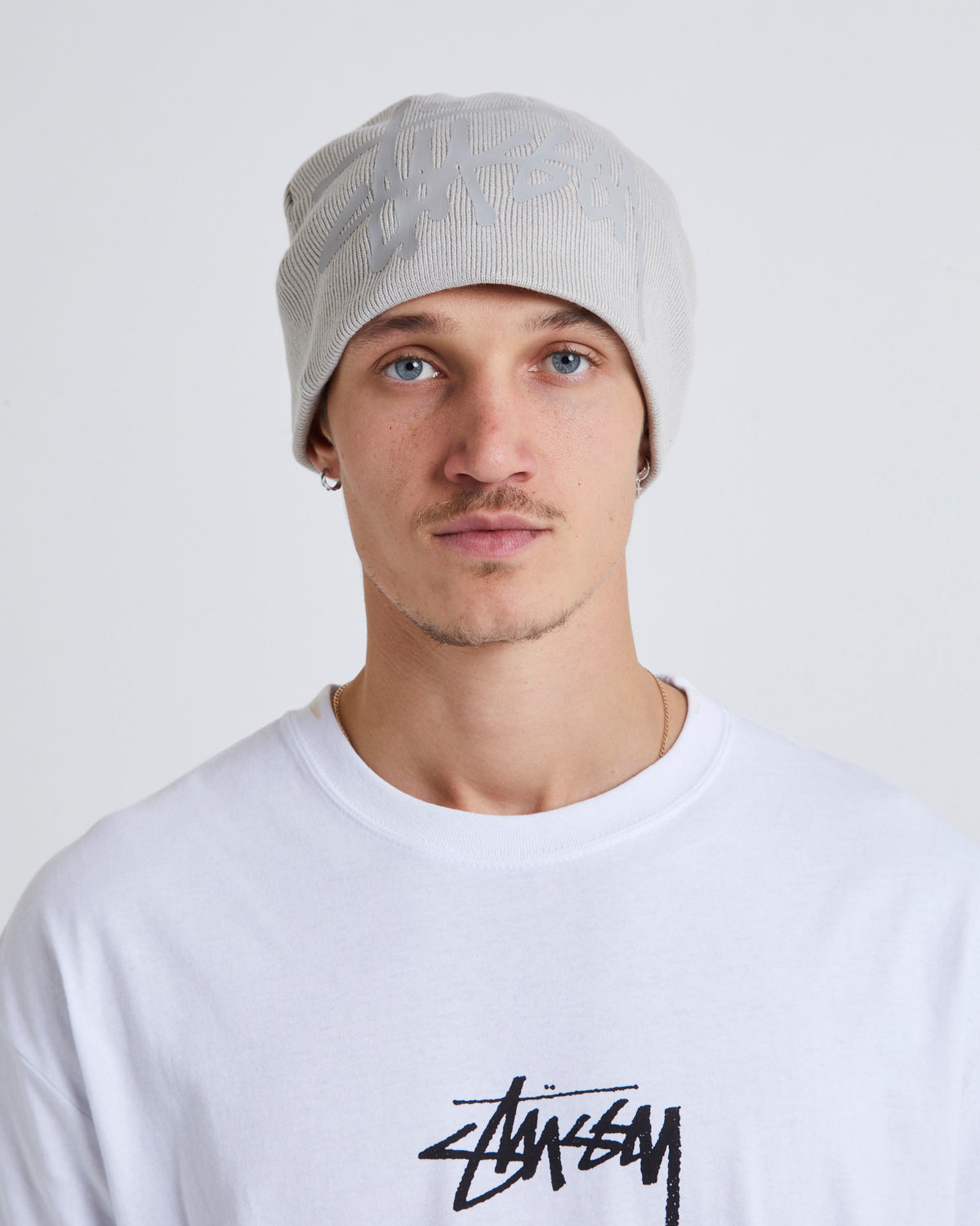 Debossed Stock Skull Cap Beanie Black SILVER