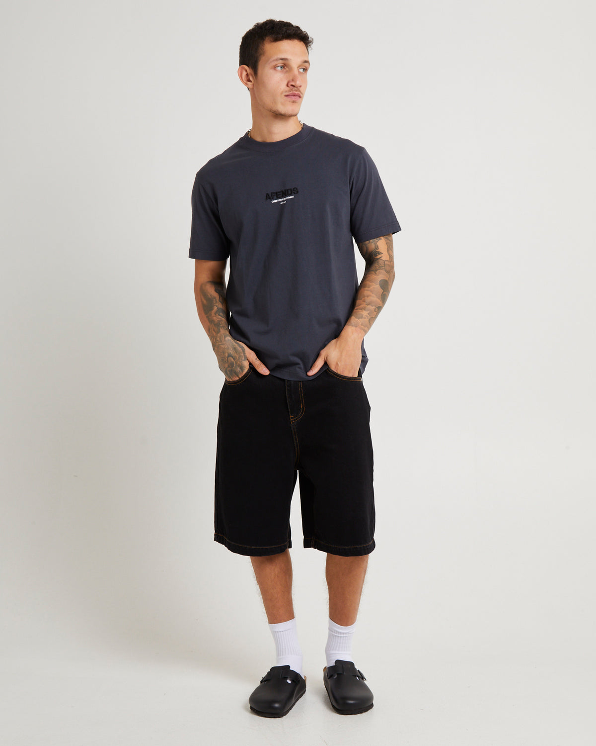 LIL C DENIM BAGGY SHORT WASHED BLACK Washed Black