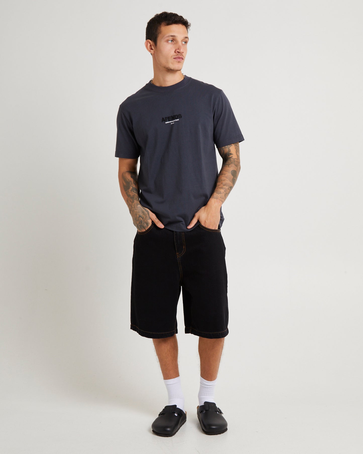 LIL C DENIM BAGGY SHORT WASHED BLACK