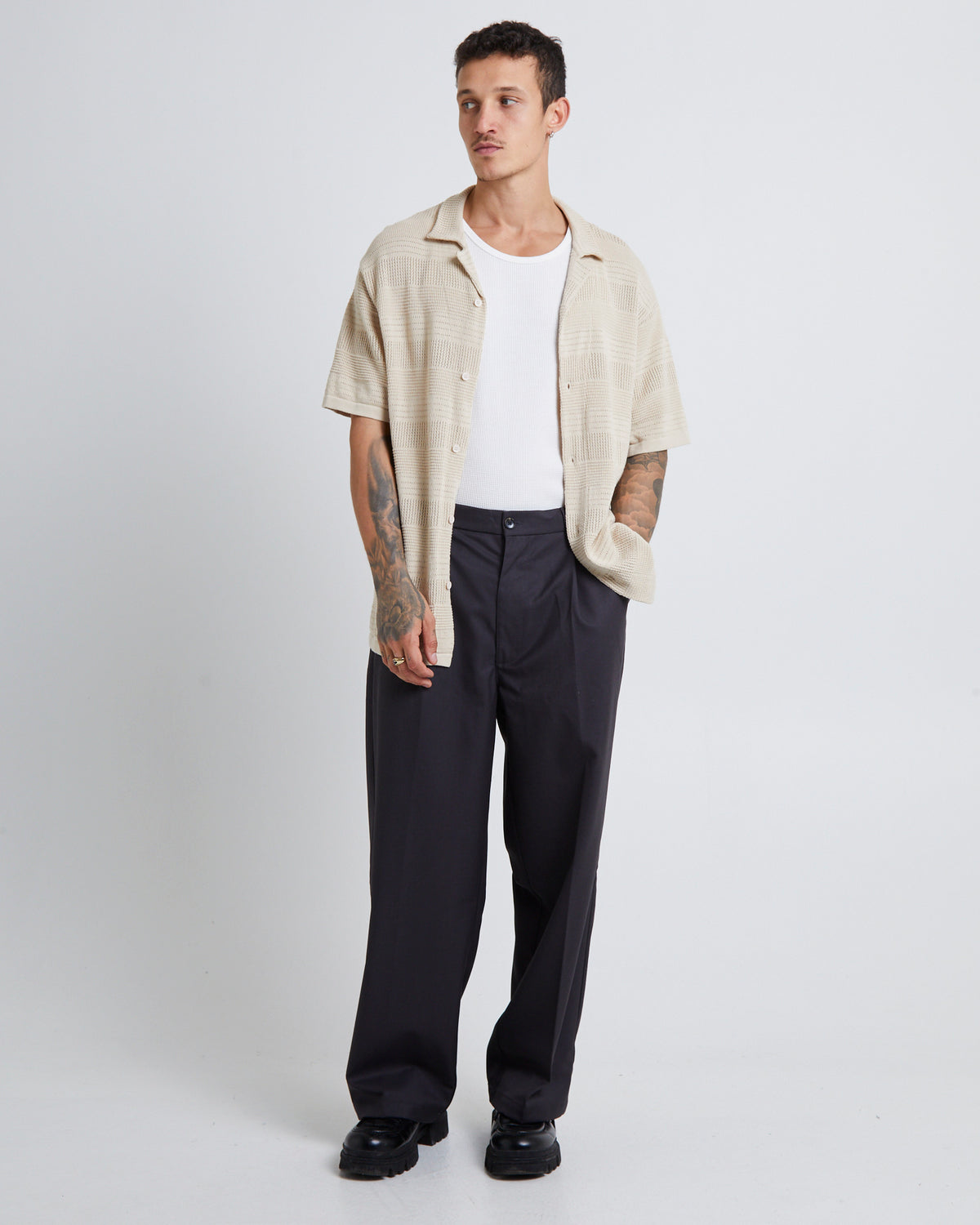 Knitted Short Sleeve Resort Shirt OAT