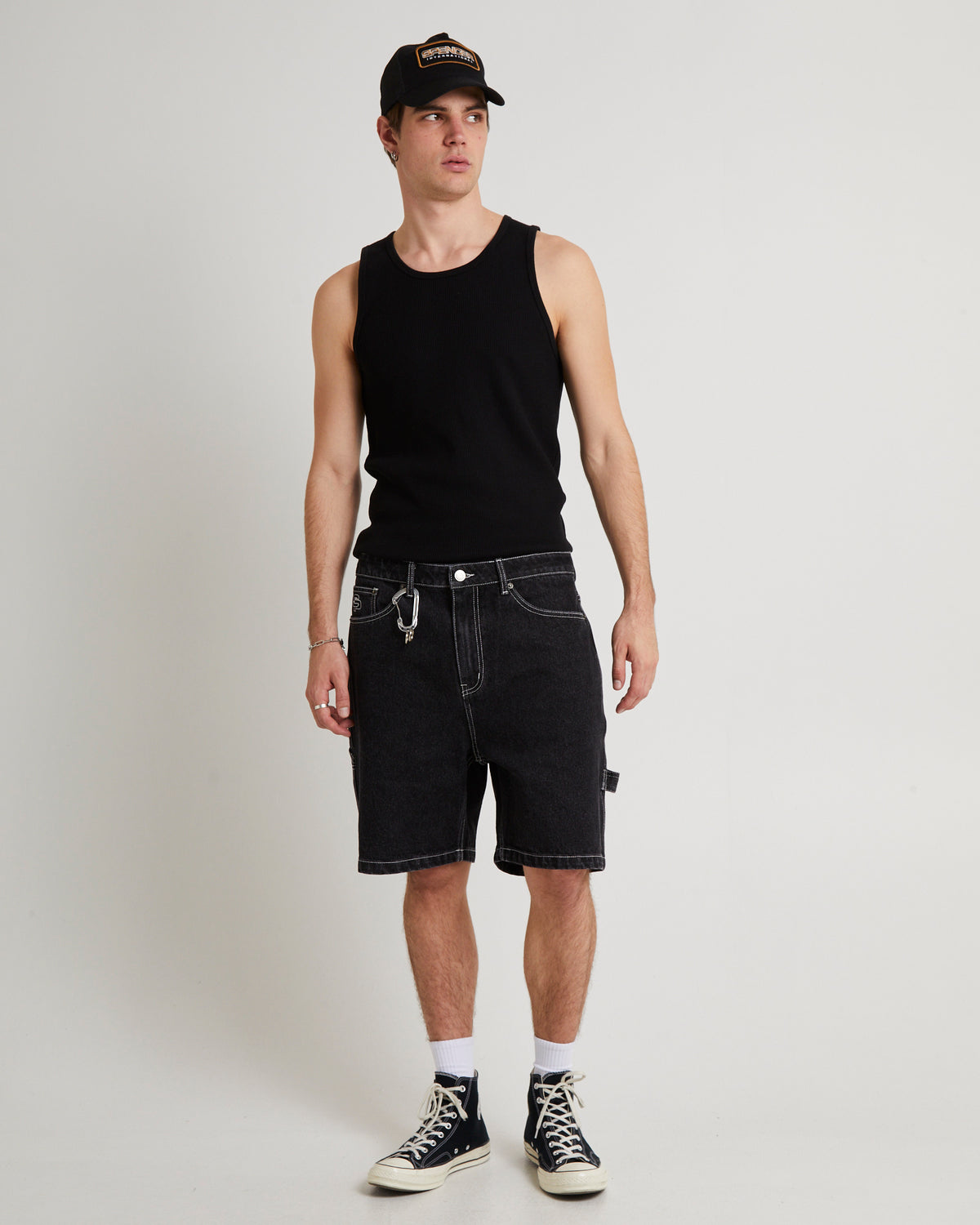 Oslo Y2K Carpenter Denim Short SILVER BLACK