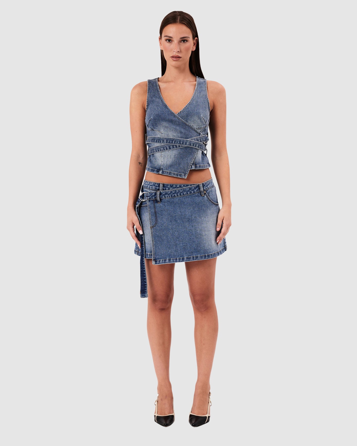 95 Mid Wrap Denim Skirt
