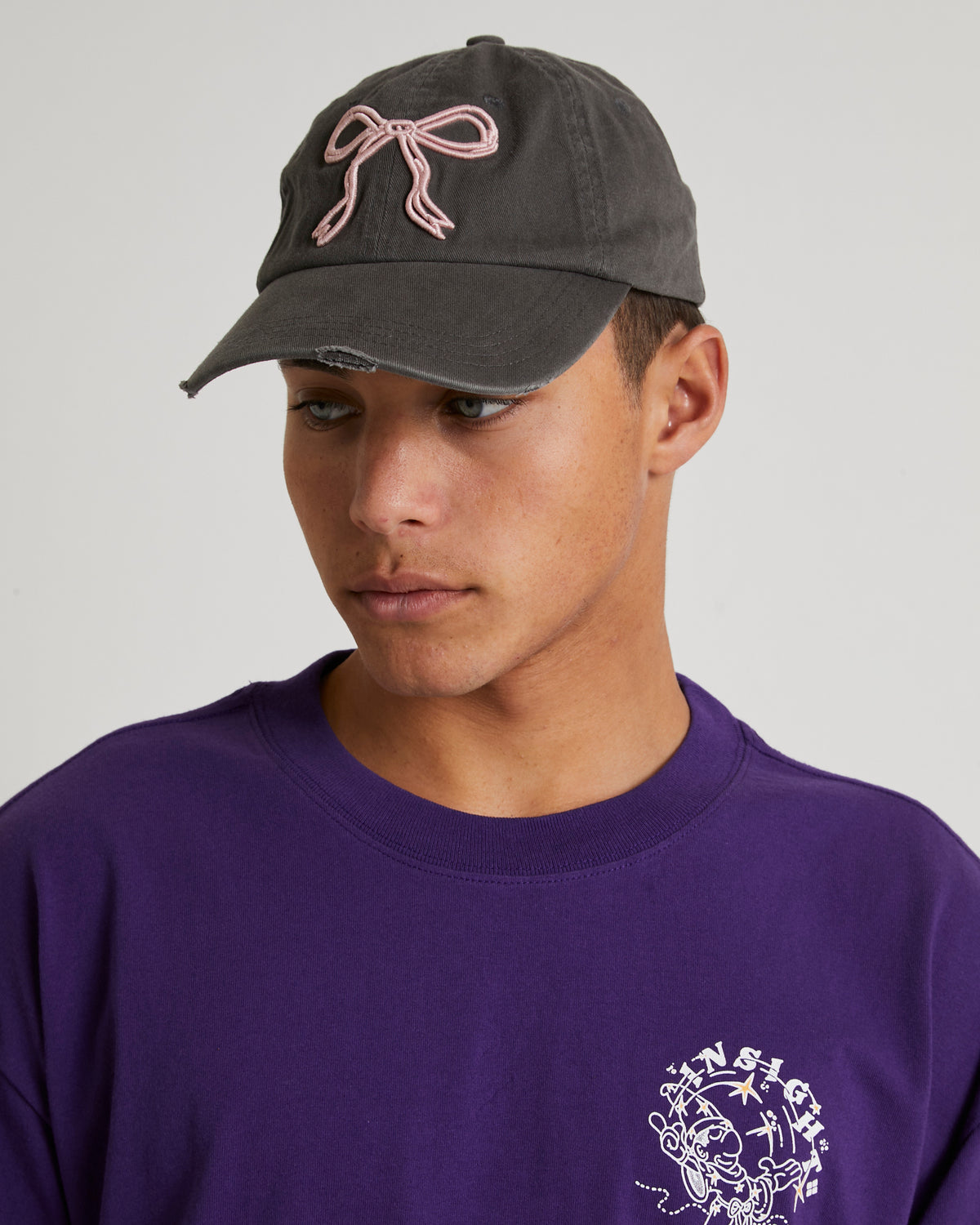 Mimi Bow Distressed Cap BLACK