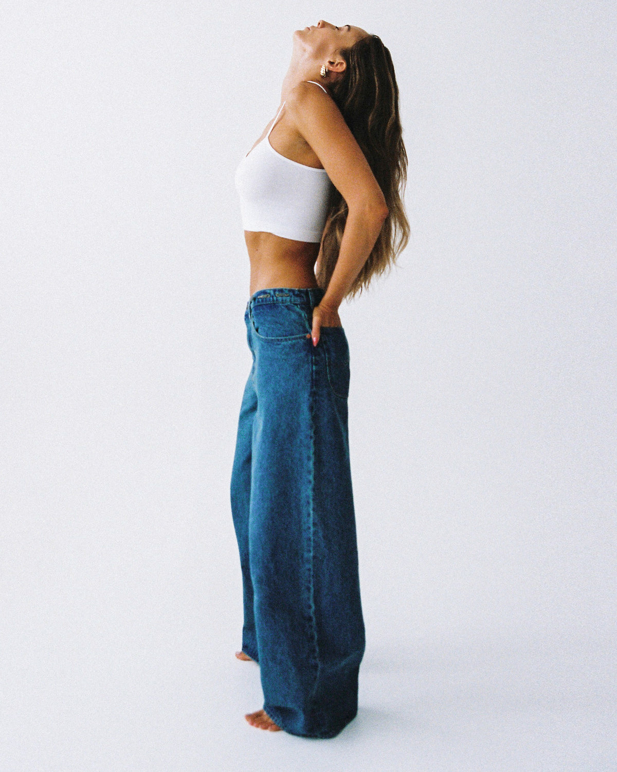 Signature Wide Leg Relaxed Denim Jeans INDIGO POOL