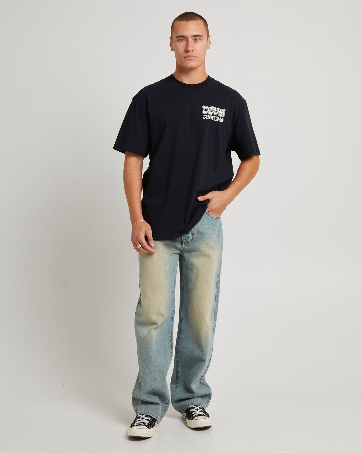 Rinse Wash Loose Fit T-Shirt BLACK