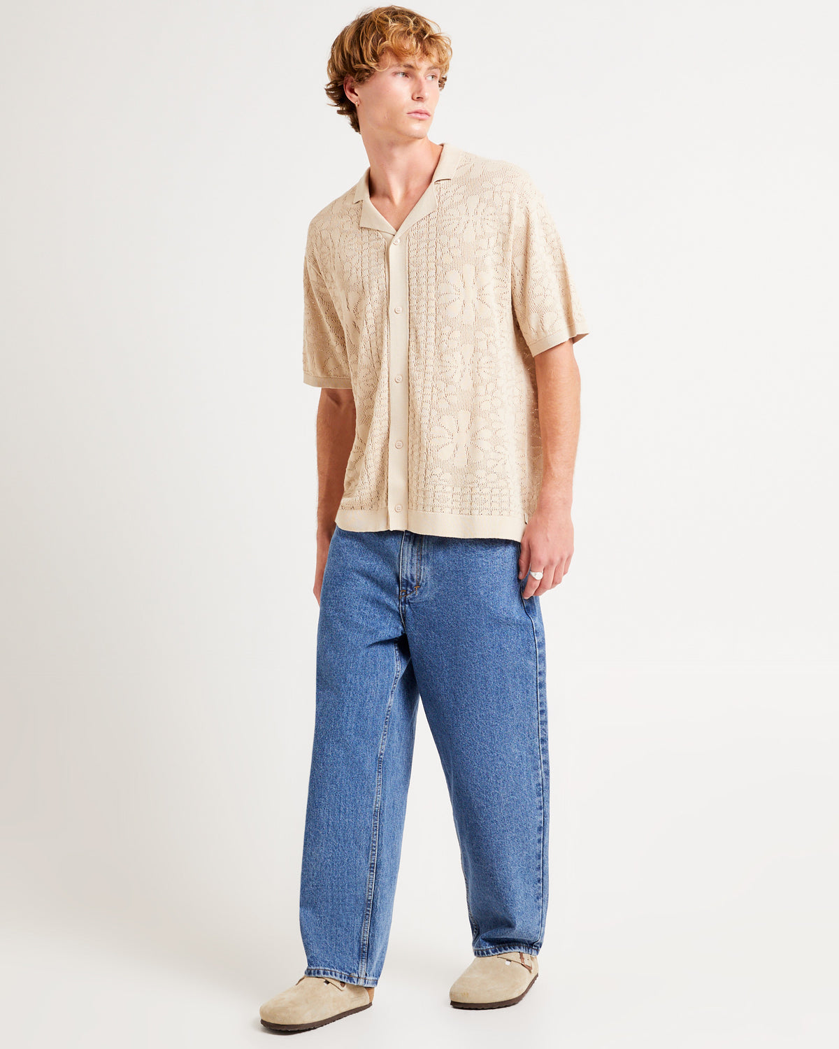 Bronson Knitted Short Sleeve Resort Shirt OAT