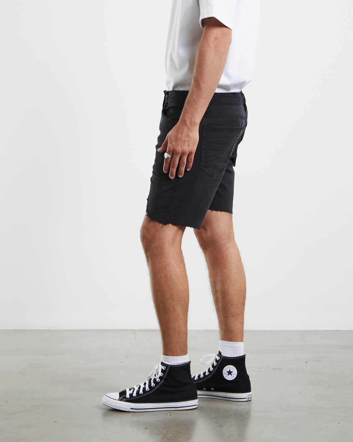 Tim Slim Denim Shorts HARD ON BLACK