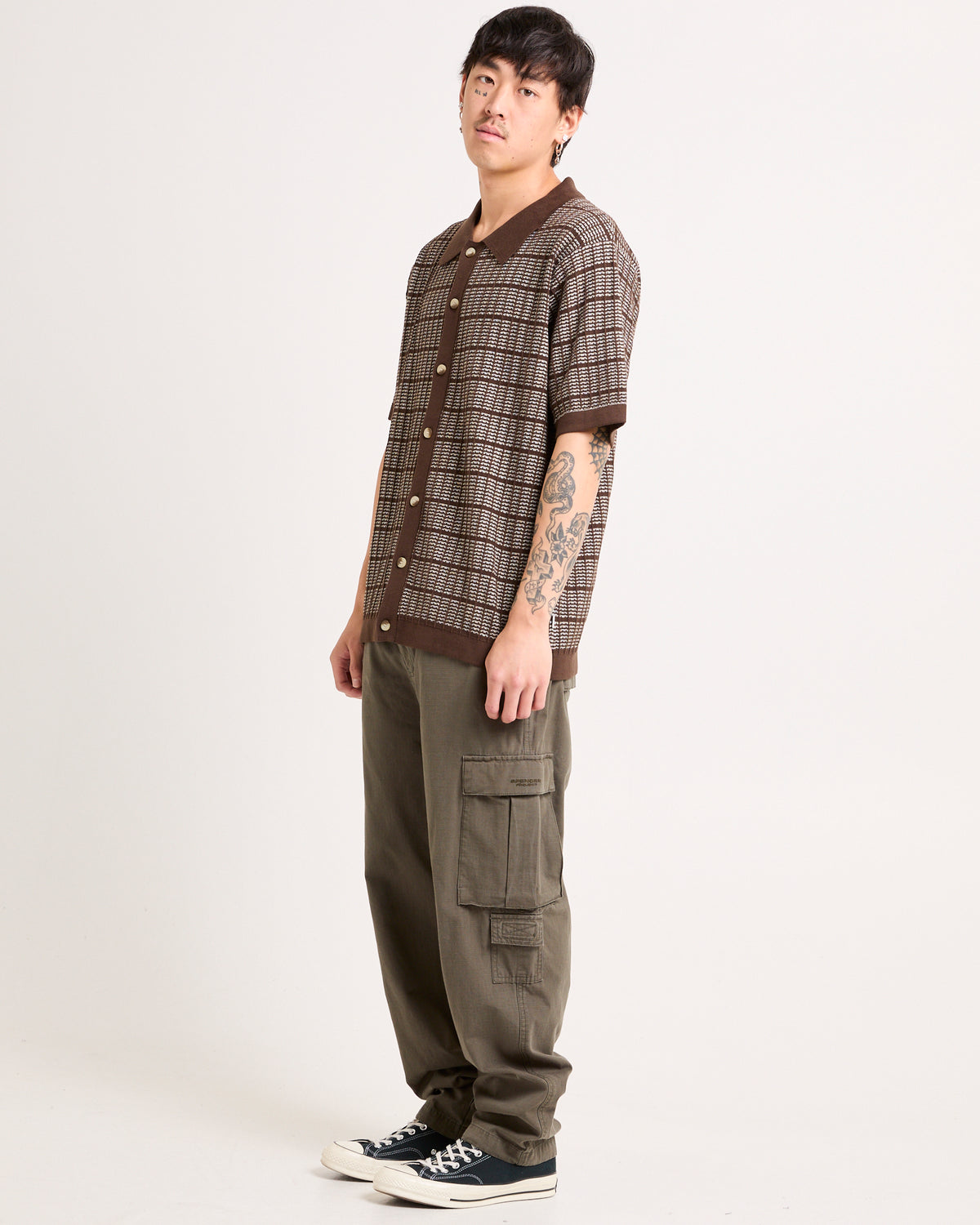 Textured Knit Shirt BROWN