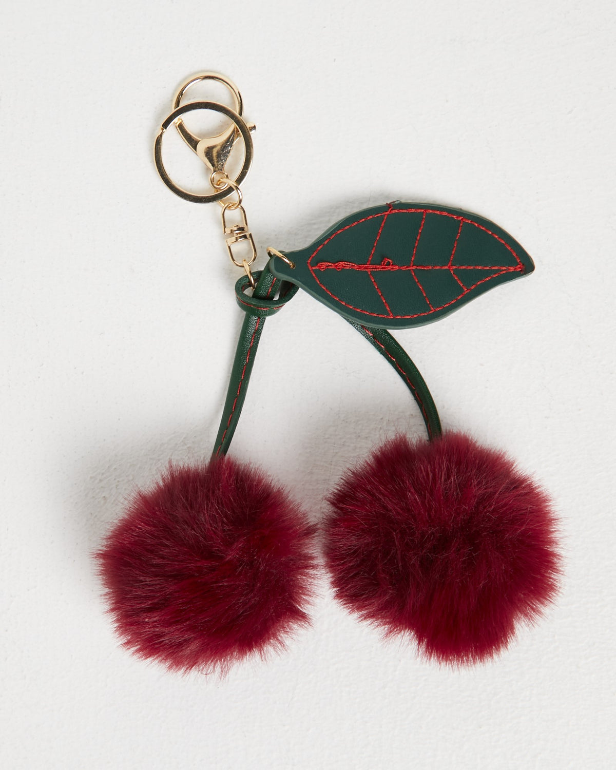 Fluffy Cherry Keyring RED
