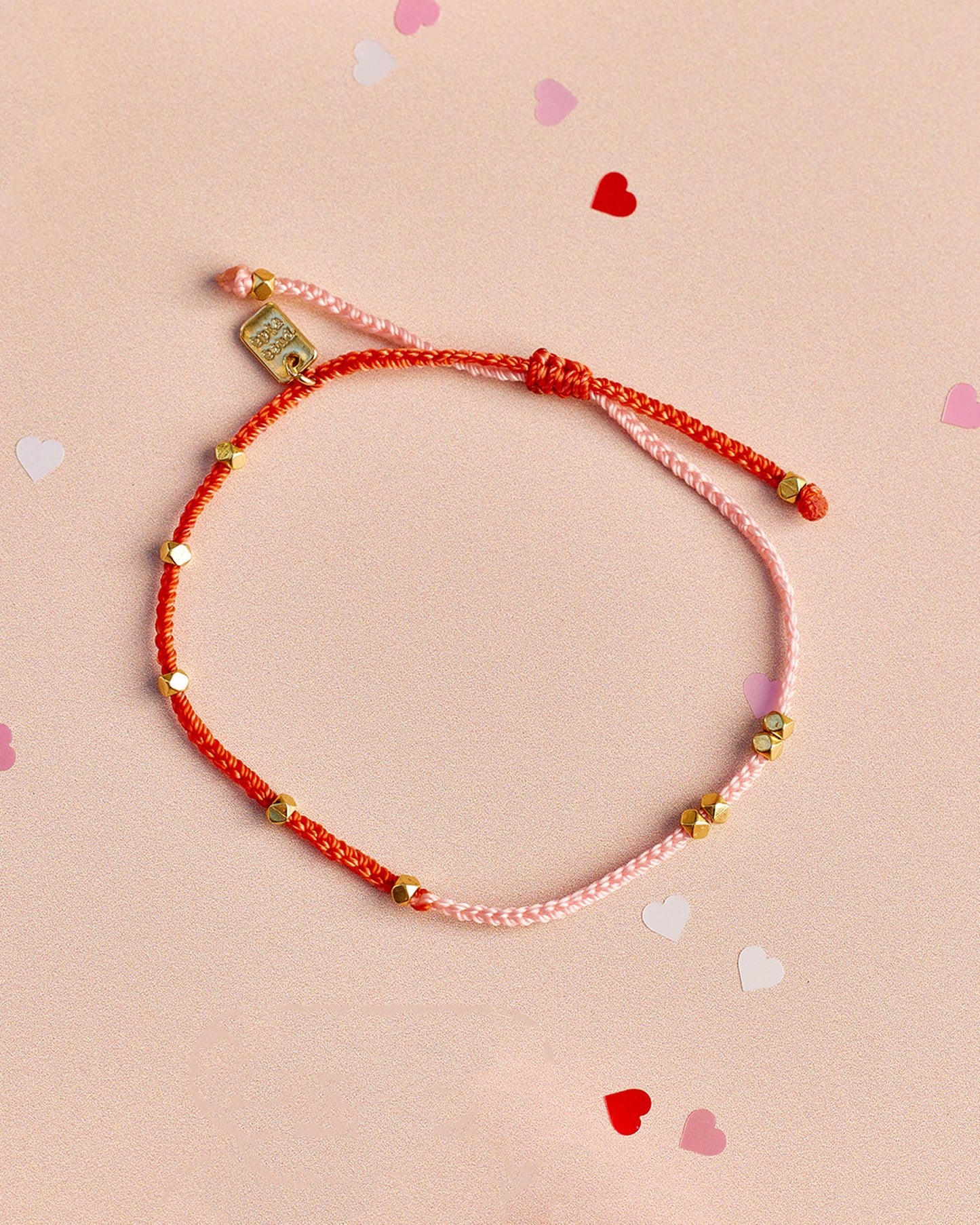 Pink & Red Two Tone Dainty Gold Bracelet