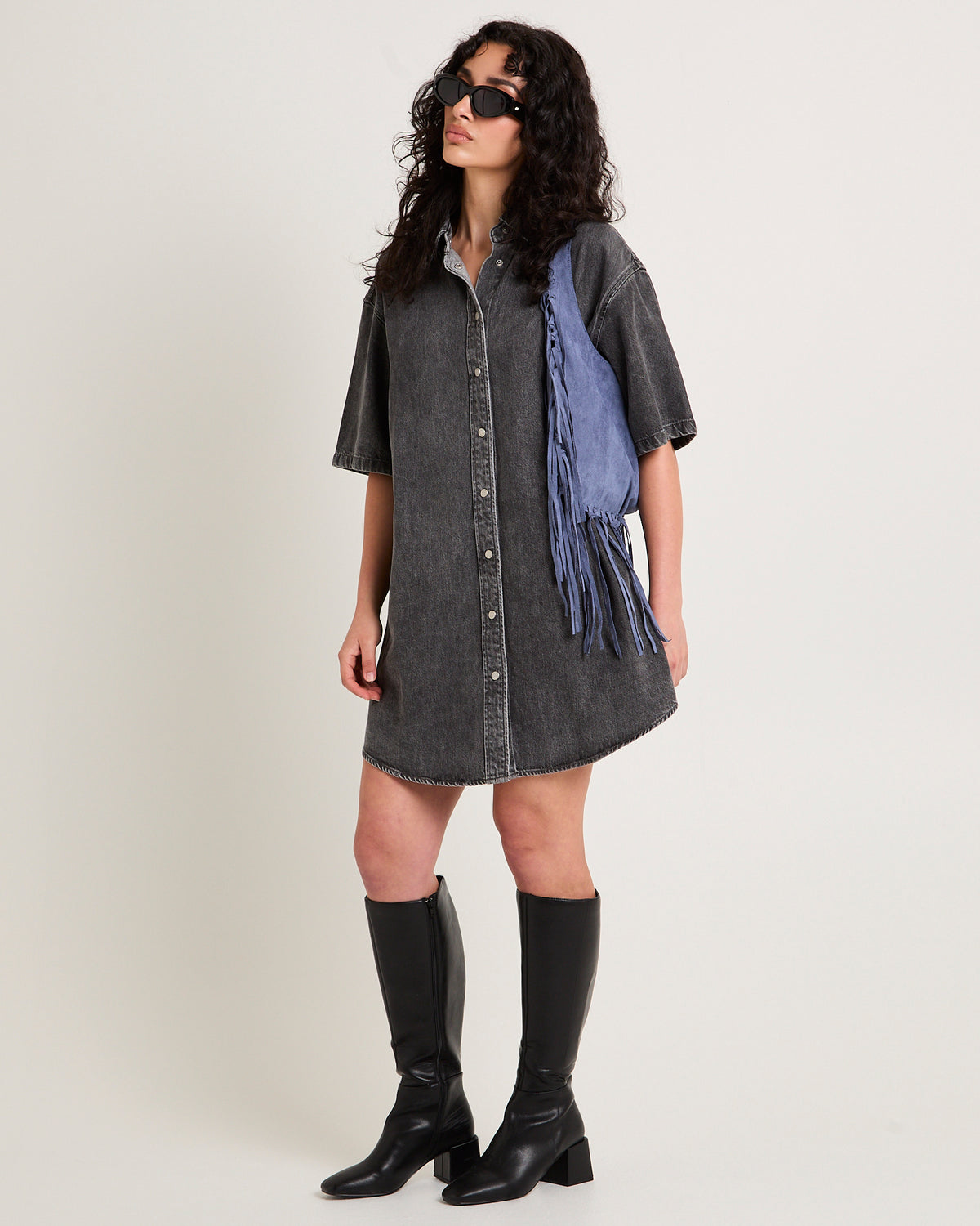 Canyon Denim Shirt Dress STONE GREY