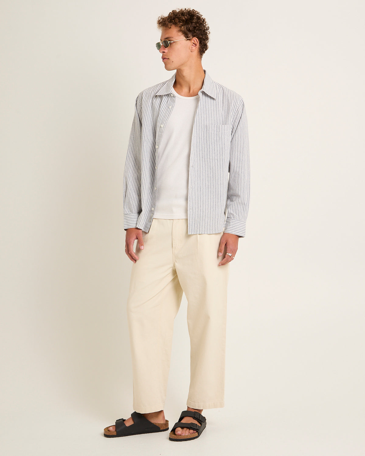 Grover Linen Long Sleeve Shirt BLUE STRIPE