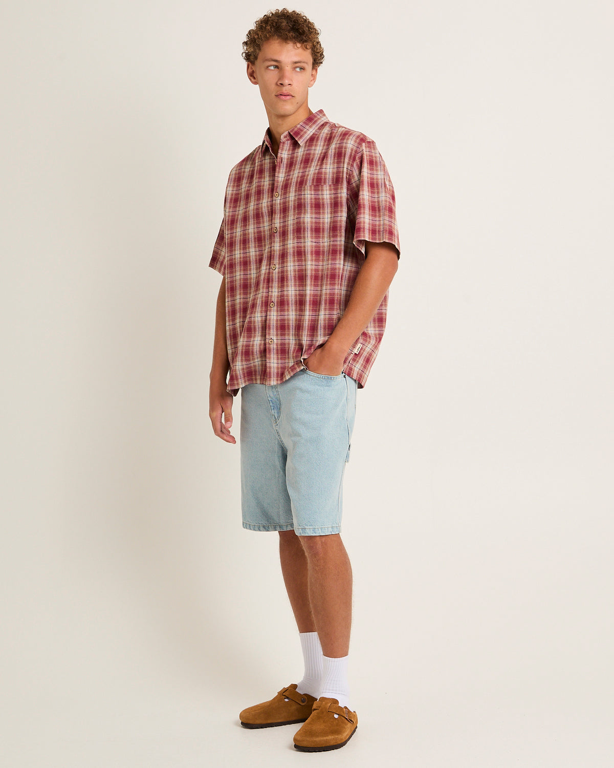 Dazed Check Short Sleeve Resort Shirt RED
