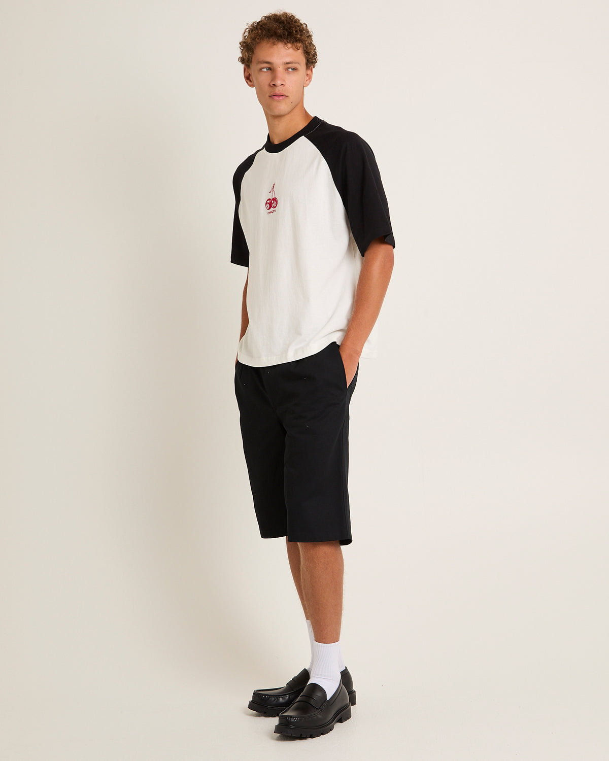 Cherries Raglan Cropped T-Shirt VINTAGE WHITE