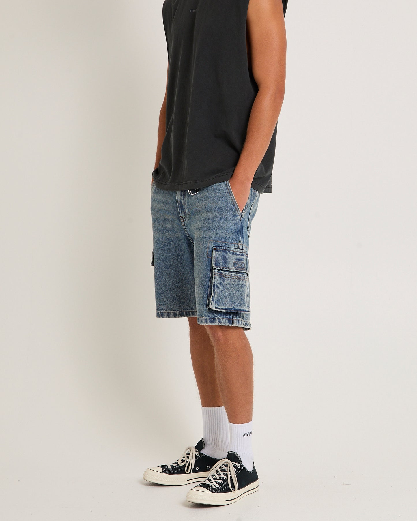 Baggy Denim Cargo Shorts