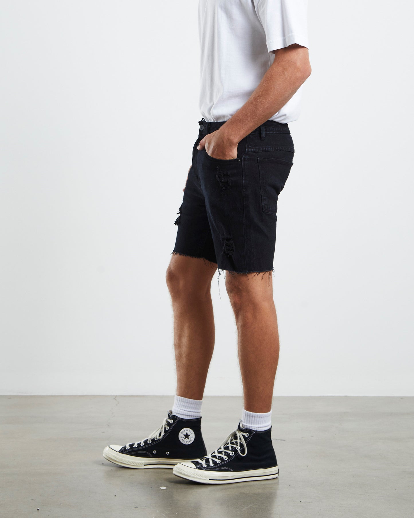 A Dropped Skinny Denim Shorts Mamba Rip